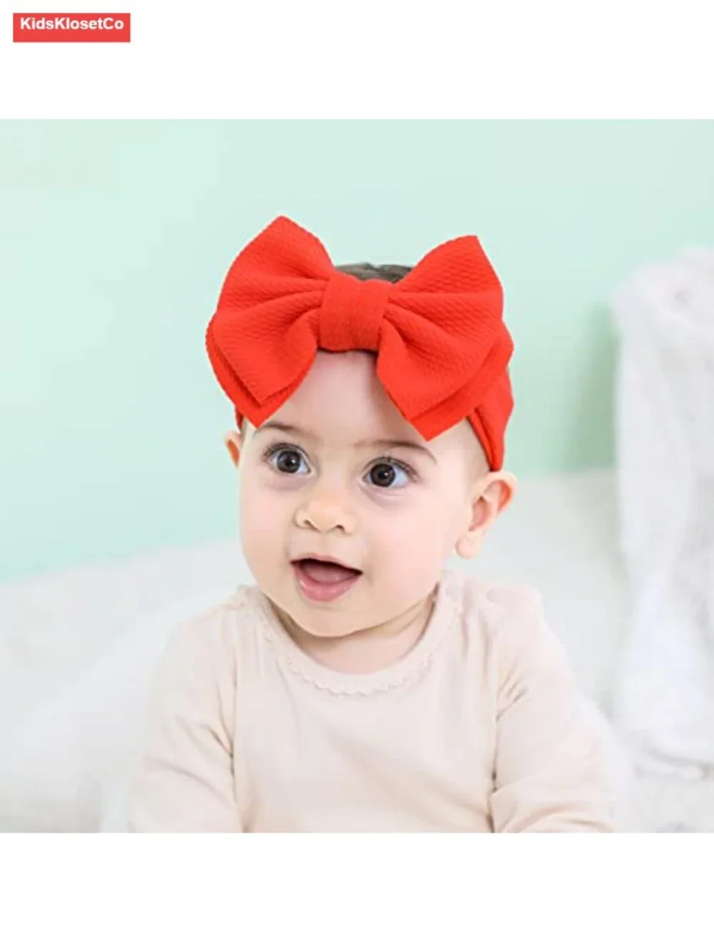 12 Pack Stretchy Elastic Wide Nylon Headbands with Big Knot Bow for Baby Girls